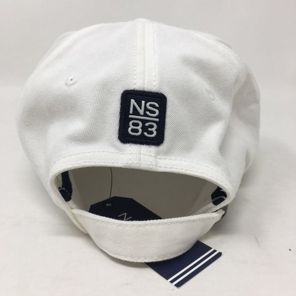 Nautica Mens Baseball Cap White /Dark Navy Strapback 6 Panel Lined Cotton OS New - Picture 6 of 9